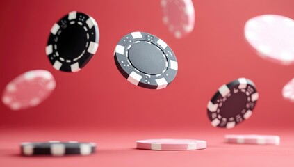 Casino chips close-up, blurred background