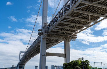 東京の湾岸エリアの首都高速道路風景