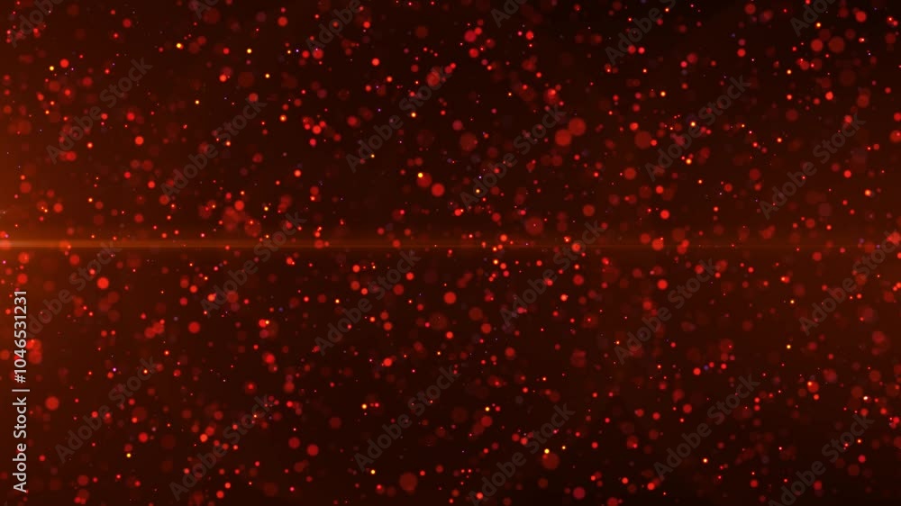 Poster abstract animation concept of orange particles for celebrating birthdays and holidays. 4k loop bokeh