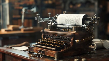 Fototapeta premium A 3D render of a stenography machine with a paper roll