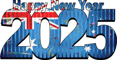 Happy New Year 2025 with Australia flag inside - Illustration,
2025 HAPPY NEW YEAR NUMERALS