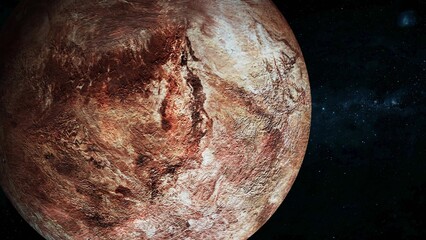 Reddish-Brown Planet with Craters in Space © SorynxFX