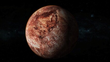 Makemake fictional planet zoom in on space with star