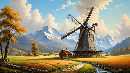 windmill in the countryside
