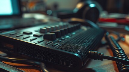 A detailed view of a digital dictation device s screen