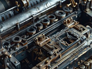 A detailed view of a stenotype machine s paper tray