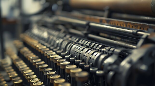 A detailed view of a stenotype machine s paper tray