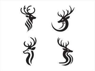 Deer silhouette black logo set