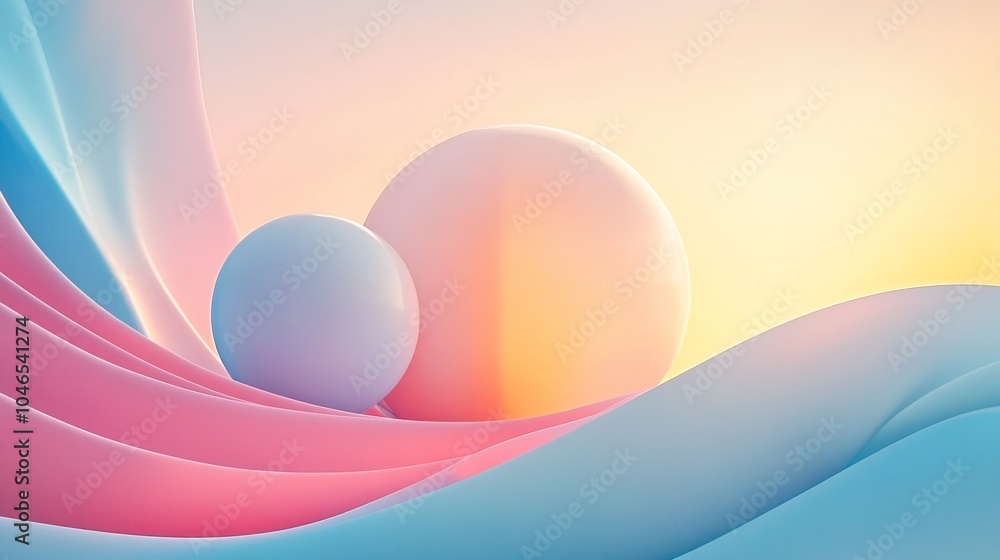Poster minimalist geometric patterns with soft gradients and pastel colors
