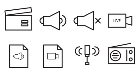 Media player icon set, video audio sign symbol. 