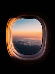 Airplane Window View with Stunning Sunrise

