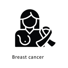 Breast cancer vector Glyph Design icon. Cancer Symbol on White background EPS 10 File