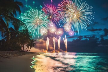 Tropisches Feuerwerk am Strand