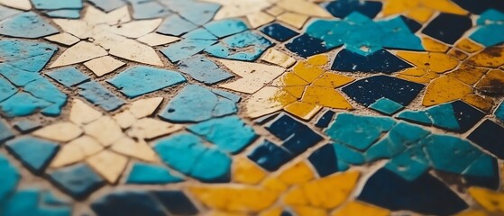 Colorful mosaic tiles, intricate design details