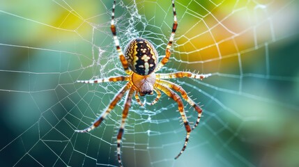 A close-up of a spider spinning its intricate web.