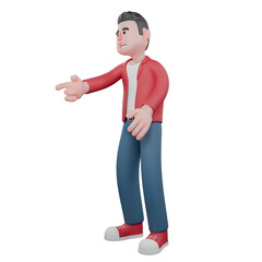 3D Model of Male Singing Artist. A male singer stands pointing forward with his left hand. Vocalist Design