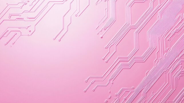 Photo of, Pink background with minimalist circuitry patterns for design, banner template