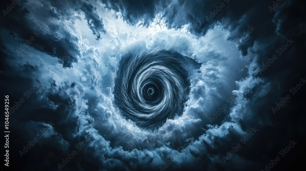 Poster Abstract swirl of dark clouds, creating a vortex in the atmosphere.