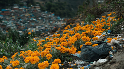 Yellow Flowers on a Hillside