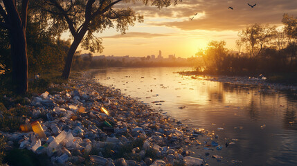 Plastic Pollution at Sunset