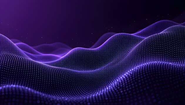 Big data visualization. musical stream of sounds. Abstract background with interweaving of dots. Science infographic futuristic.  Sound wave visualization. Abstract digital data background.