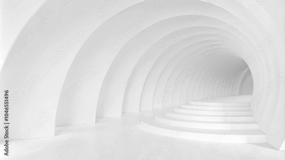 Poster abstract of white curved architectural pattern background, concept of future modern facade design on