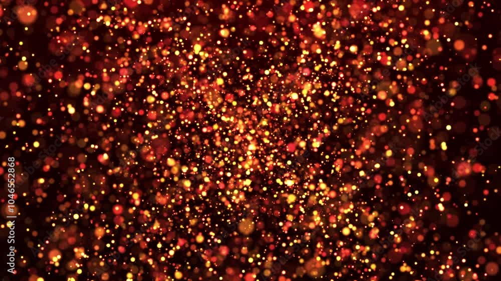 Poster abstract animation concept of golden particles for celebrating birthdays and holidays. 4k loop bokeh