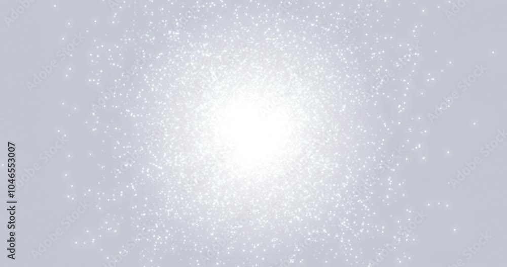 Aufkleber flying sparkling and shiny particles falling glowing on a clean white gray background, abstract rain