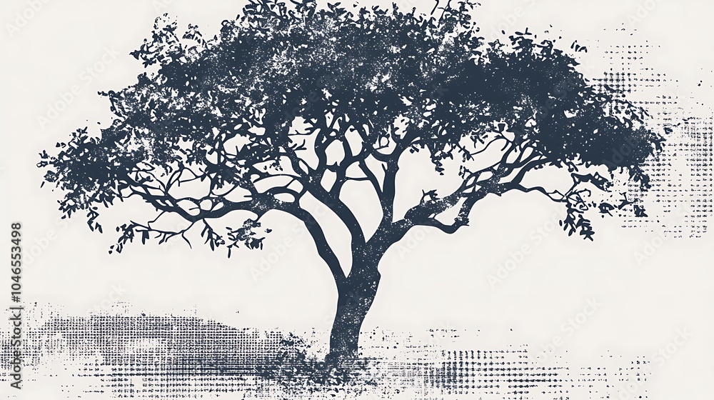 Poster Silhouette of a tree with a textured background.