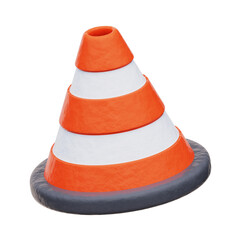 Traffic Cone 3D Illustration Isolated Transparent Background