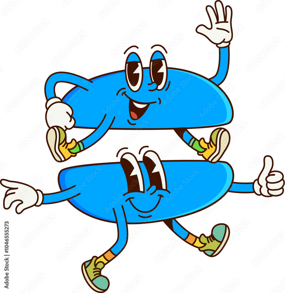 Poster cartoon math equal sign groovy character. vector funny symbol for mathematics equation tasks, person