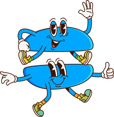 Cartoon math equal sign groovy character. Vector funny symbol for mathematics equation tasks, personage with smiling face, adorable playful and quirky expression. School educational arithmetic symbol