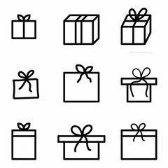 Set of gift boxes with ribbon icon symbol