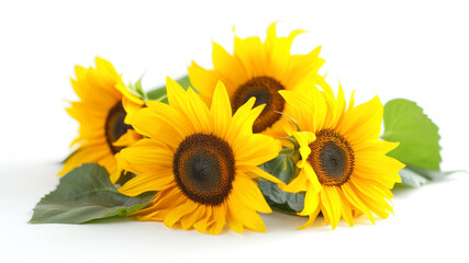 Obraz premium Bright sunflower bouquet isolated on a white background celebrating nature\'s beauty