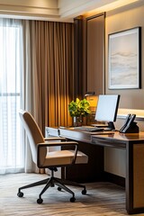 Fototapeta premium An elegant executive suite with a stylish desk. The room is designed to inspire creativity and productivity