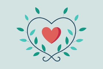 heart with ornament. Valentines Day icon set vector illustration.