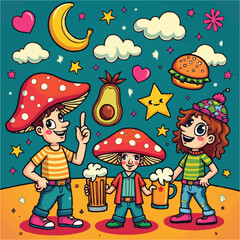 Hippy groovy daisy flowers set