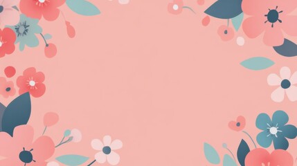 Photo of, Pink background with minimalist floral garland motifs for design, banner template