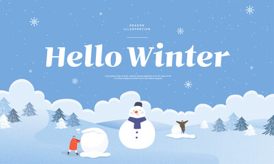 Winter emotional illustration. Web Banner. Pop-up
