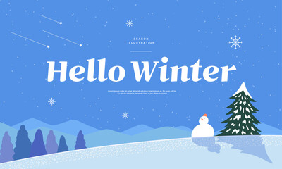 Winter emotional illustration. Web Banner. Pop-up
