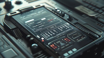 A detailed render of a dictaphones settings menu on its screen