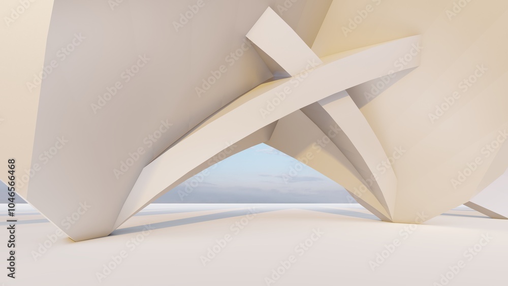 Poster abstract architecture background arched interior 3d render