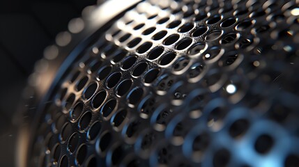 A detailed view of a voice recorder s microphone mesh