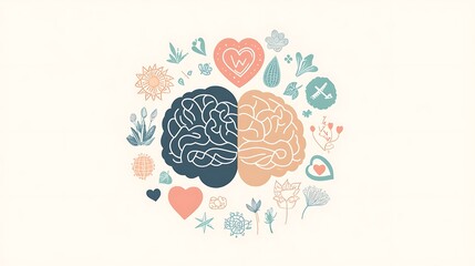 A World Mental Health Day logo featuring a brain, heart, and mindfulness icons, designed in soft colors to promote global mental well-being