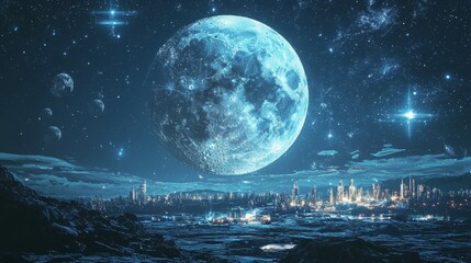 Futuristic Moon Landscape with Dreamy Aesthetic