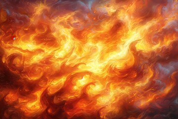 Vibrant Flames and Fiery Swirls Capturing the Essence of Heat and Energy in Abstract Art
