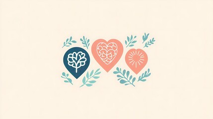 A logo with soft pastel colors featuring a heart, brain, and mindfulness icons, promoting World Mental Health Day and mental health awareness