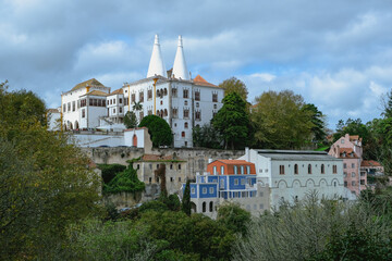 Ancient Sintra village with the National Palace in background. Sintra Portugal