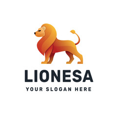 Lion logo gradient colorful vector icon illustration