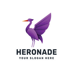 Heron logo gradient colorful vector icon illustration